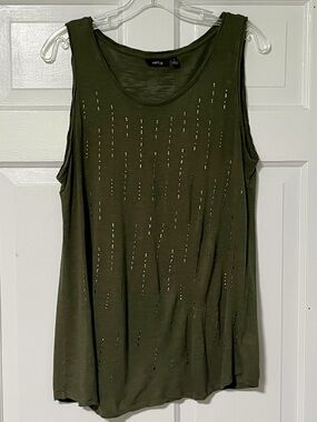 Apt. 9 Fun olive green metallic embellishment sleeveless versatile tank top